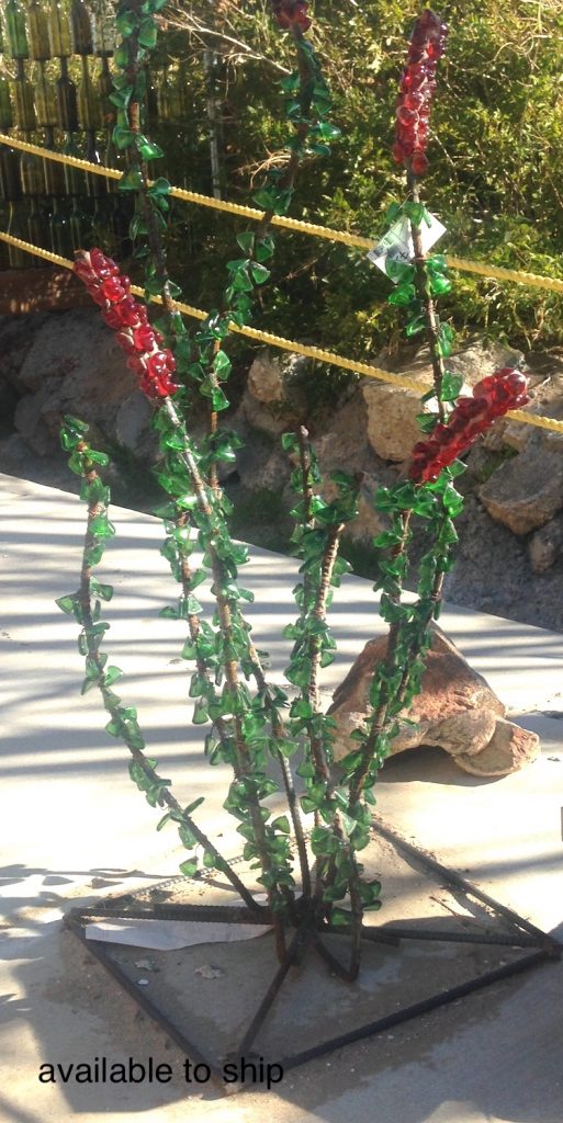 Recycled glass sculpture of desert cactus